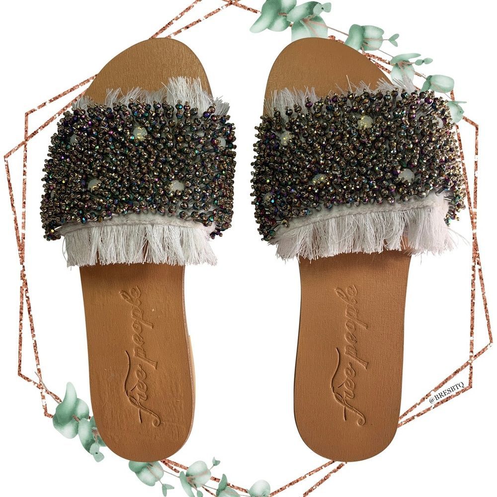 Free People Beaded Outer Banks Slip On Sandals 7